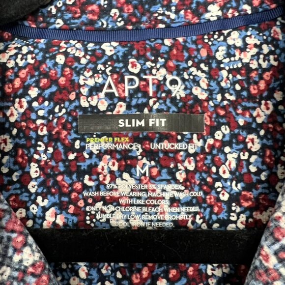 Apt.9 Performance Untucked Slim Fit Button Down Shirt Floral Medium mc - Picture 2 of 3